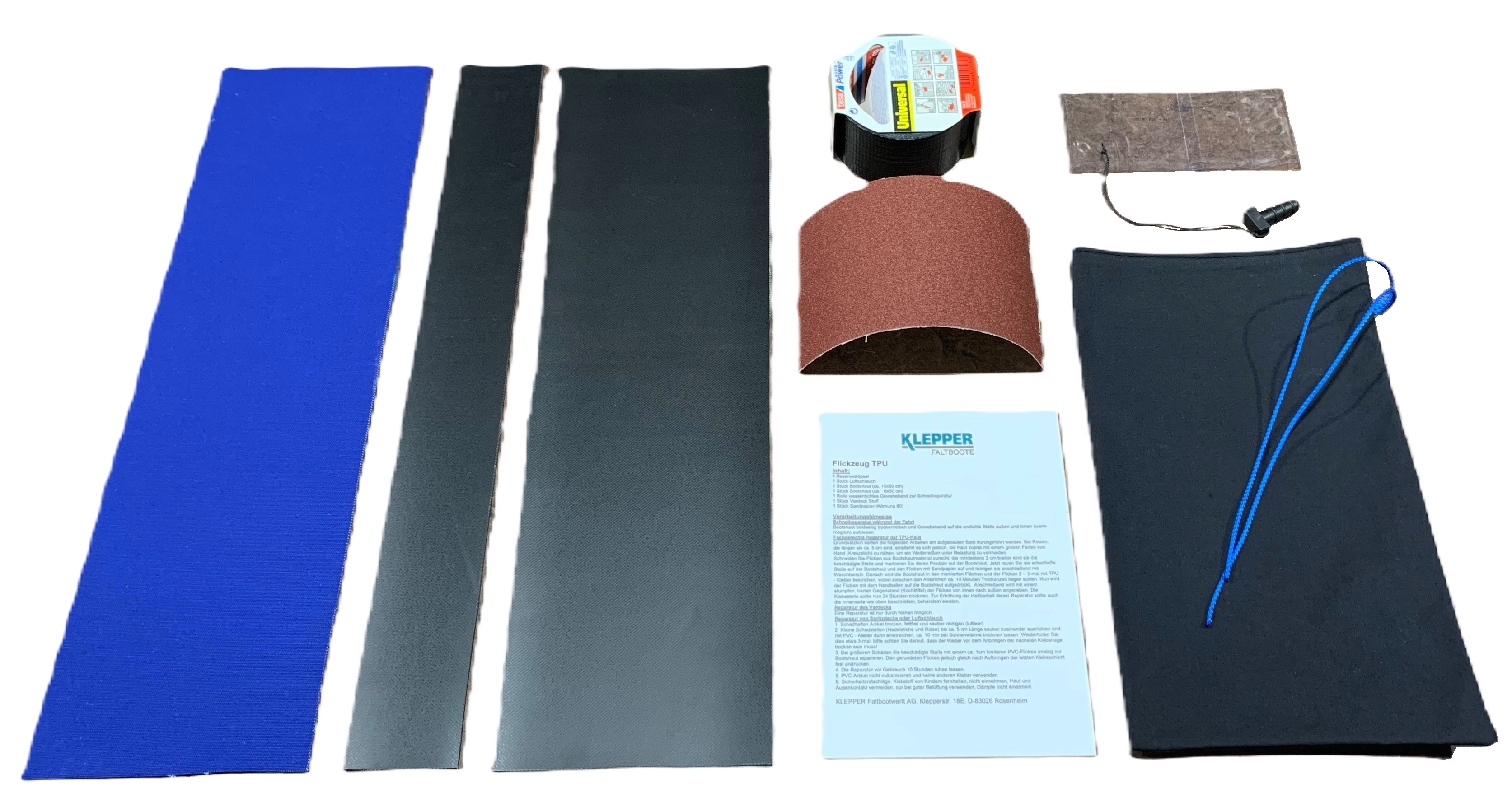 Flickzeugbeutel - TPU Schwarz - Verdeck Blau